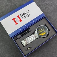 Steel Band Personality Cool Men's Quartz Watch Trend Fashion Rotating Car Outline Watch Box
