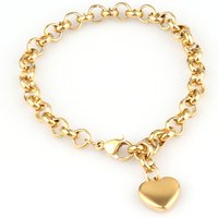 Stainless Gold For Women, Simple Titanium Steel Heart-shaped Pendant Bracelet