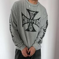 Cross Border Trendy Brand Wcc American Retro Vintage Sanskrit Waffle Long Sleeved Couple Loose T Shirt