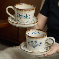 Vintage Ceramic Coffee Cup Saucer Set High End Mug Afternoon Tea Party Home Use