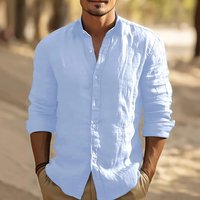 Clothing Long Sleeved Light Mature Casual Solid Stand Up Collar Button Down Casual Shirt
