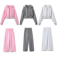 Women's Clothing new style hooded short sweatshirt loose flannel jogging pants