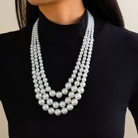 Necklace Women Golden Necklace Pendant Necklace Gold Jewelry INS Pearl Round Bead French Layered Style Necklace Set New Model