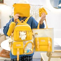 Bags backpack high school student college style schoolbag female lightweight Harajuku casual backpack five piece set
