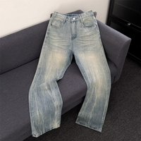 Vintage Washed Blue Wide Leg Jeans – High Waist Straight Fit 