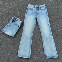 Clothing Marble Pattern Washed Distressed Cleanfit Flared Denim Snowflake Pattern Commuter Top Versatile Trousers