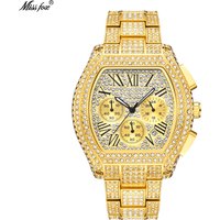 Watch Hip Hop Full Diamond Function Chronograph Luminous Barrel Quartz Watch