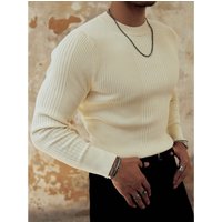  Slim Fit Knit Sweater Long Sleeve – Business Casual Pullover Striped Design Winter Layering