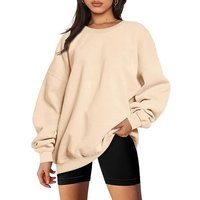 Oversized Fleece Hoodie Round Neck Cozy Casual Pullover Sweatshirt