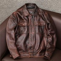 Faux Leather Jacket Cotton Lining Double Breasted Design Relaxed Fit Casual Wear – Available & Brown