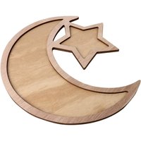 Muslim Islam Eid Mubarak Wooden Serving Tray Ramadan Food Storage Container Desk Organizer Home Kareem Party Decor Eid Gifts Al Adha Decoration