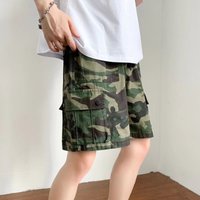 Military Cargo Shorts Streetwear Utility Pants Camo Print & Multiple Pockets 