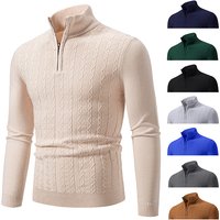 Clothing Knitted Sweater Semi Turtleneck Zip Up Knit Sweater Long Sleeve Pullover Casual Slim Fit Comfortable Spring Autumn