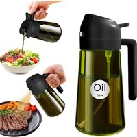 16 Oz 470 Ml Sprayer Cooking 2 1 Olive Dispenser Premium Dark Green Glass Oil Bottle
