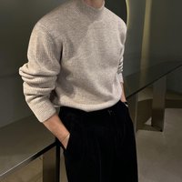 MYQ Half Turtleneck Pullover Winter Warm Base Shirt Korean Style Trendy Simple Casual Knitted Sweater