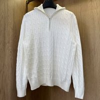Men's Clothing Half Turtleneck Zipper Sweater For Men, High End Lazy Pullover Long Sleeved Sweater, Fashionable And Versatile White Jacket