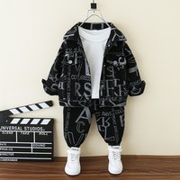 Boys‘ Full Print Workwear Cotton Suits Children’s Handsome And Fashionable Two Piece Suits, Small And Medium Sized Children’s Foreign Trade Cool