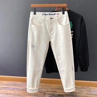 Men's Clothing jeans for men, slim fitting, skinny feet, embroidery, elastic, trendy, versatile, youth, spring and summer long pants