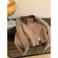 Clothing Real shot knitted cardigan sweater jacket autumn clothing autumn winter outer wear style hot selling loose zipper top