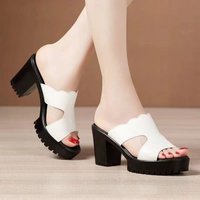 Unbeatable Quality Summer New Soled, Thick Heel, Open Toed Slippers, Korean Version, One Line Hollowed Out Sandals, Beach Women’s Shoes,