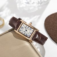 2024 New Watch Hot Selling Square Shell Bamboo Knot Belt Retro Roman Digital Quartz Women’s Watch