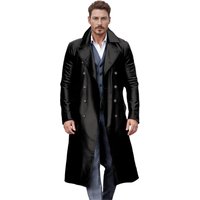 Men's Clothing men's PU leather jacket large size medium and long leather windbreaker double breasted leather jacket German military uniform
