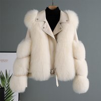 Clothing fox fur motorcycle clothing jacket autumn winter style coat