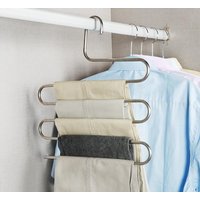 Stainless steel S-shaped pants rack multi-layer pants rack multi-functional storage hanger pants rack, pants clip magic pants rack