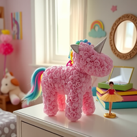 Eternal Unicorn Bear Gift Set Handcrafted Artificial Flower Bouquet LED Lights Valentines Day Anniversary Wedding