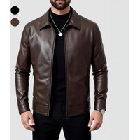 PU Leather Motorcycle Jacket Autumn Winter Lapel Workwear European American Style Clothing Wholesale
