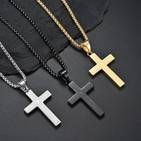 Cross Necklace For Men, Stainless Steel Jewellery, Cross Pendant With 60 Cm Chain, Silver Black And Gold