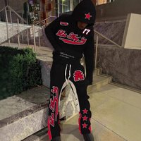 Men's Black & Red Streetwear Hoodie & Jogger Set – Stylish Two-Piece Outfit For Casual & Urban Wear