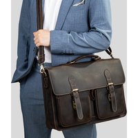 Genuine Leather Men's Bag Vintage Crazy Horse Leather Shoulder Messenger Bag First Layer Cowhide Men's Handbag Briefcase Spot