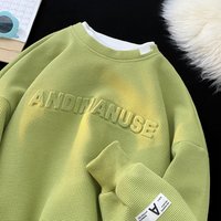Clothing sweatshirt trend ins waffle hoodless round neck two piece long sleeved T shirt oversize