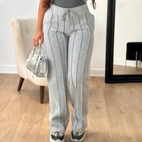 Clothing Casual Sweatpants Drawstring Vertical Striped Straight Sports Pants