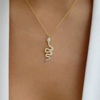 Chain Necklace Pendant Necklace Trendy Jewelry Snake-Shaped Element Necklace Personality Fashion Snake Pendant Sweater Chain For Women