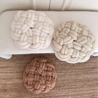 Nordic Handwoven Round Cushion Soft Lamb Wool Seat Pad & Decorative Pillow Sofa Bed & Bay Window