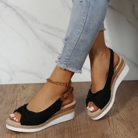 Shoes Spring Summer Wedge Heel Thick Bottom Round Head Round Head Outing Large