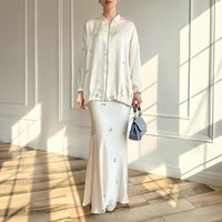 Clothing Fashion Printed Satin Long Sleeved Jacket Skirt Fashion Suit