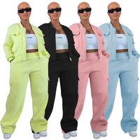 Urban Streetwear Fleece Tracksuit Set – Zip Up Hoodie & Cargo Joggers 
