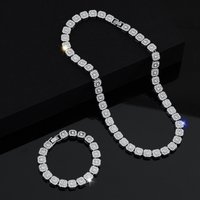 Trendy Jewelry Set Fashion Personality Hip-Hop Necklace High-End Full Diamond Cuban Chain Men's Bracelet
