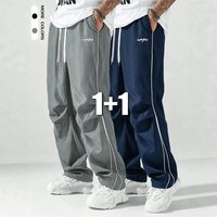 Summer Quick Dry Casual Striped Straight Leg Pants Loose Fit Stock