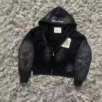 9OESH Printed Sweater Short Hoodie 2024 Hot selling Versatile Zipper Cardigan Jacket