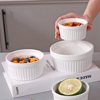 Ceramic Souffle Ramekins 4 Pack Oven Air Fryer Safe Baking Dishes For Creme Brulee Custard Egg Pudding White Round Dessert Bowls BPA Free