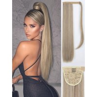 Clip In Ponytail Extension Wrap Around Long Straight Pony Tail Hair 26 Inch Heat Resistant Fiber Synthetic Hairpiece For
