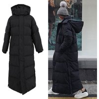 Women's Clothing Wang Girl's Shop Big Quilt Cotton Jacket New Winter Mid Length Over Knee Korean Style Black Thin Fashion