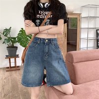 2025s Summer Petite Straight Slimming High Waist American Style Loose Wide Leg Mid Length Jeans