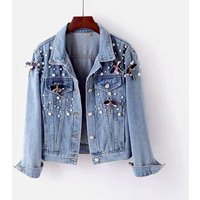 Women's Clothing 2024 autumn new fashion embroidered denim jacket for women loose short temperament versatile jacket tops for women