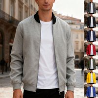  Solid Lightweight Jacket Slim Fit Casual Zip Up Spring Fall Outerwear Fashion Trends