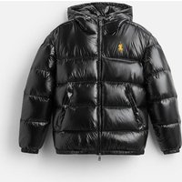 Clothing Padded Hooded Jacket Pony Print Thickened Polyester Winter Coat Urban Streetwear Slim Fit Zip Up Windbreaker